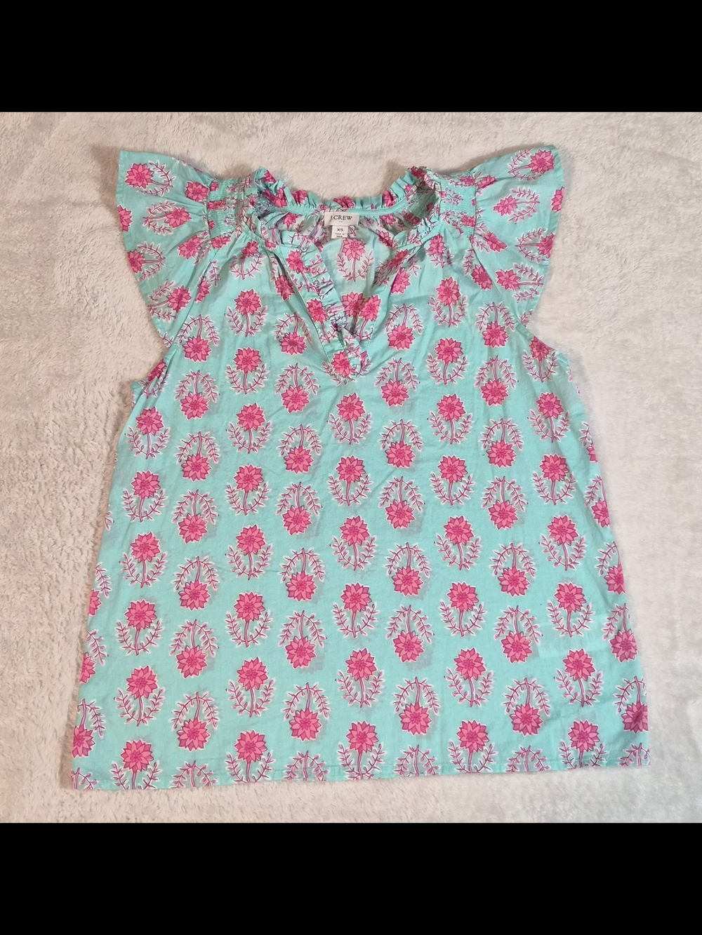 J.Crew Floral Flutter Sleeve Boho Top XS